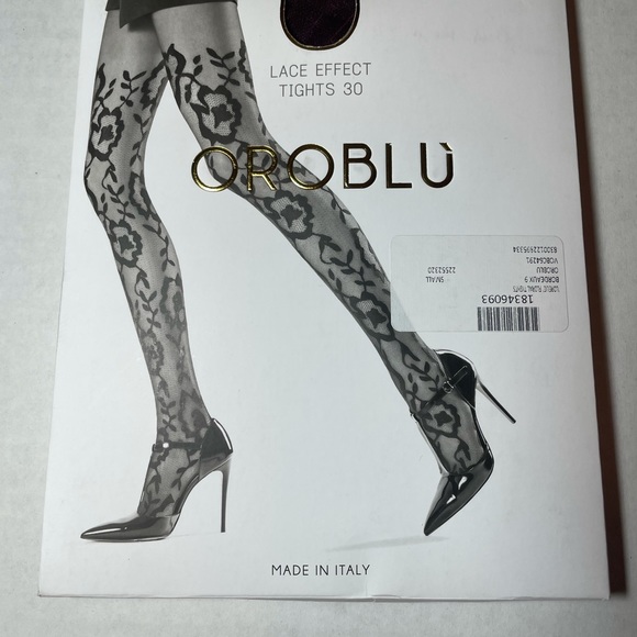 OROBLU Accessories - BNIP Oroblu Bordeaux lace effects 3D tights SMALL